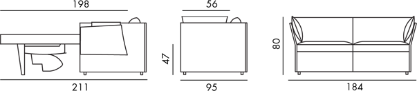 Dimensions canapé convertible Neology IRIS